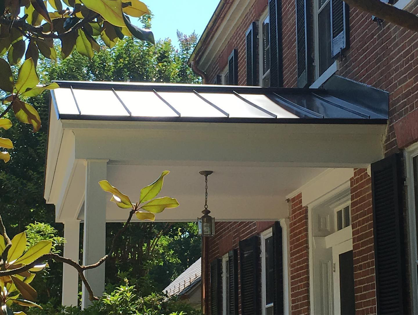 metal roofing installed on a front porch