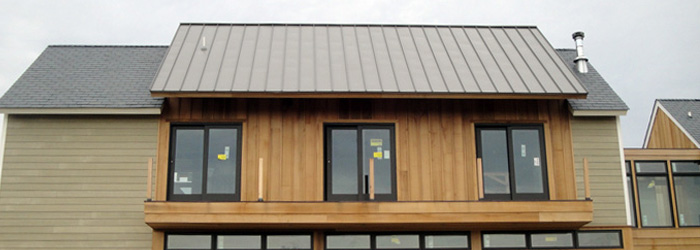 Metal roofing on a new modern home
